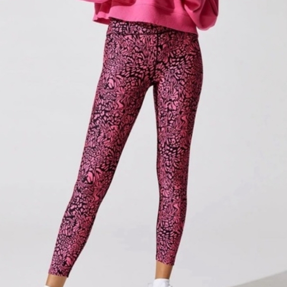 CARBON38 SET Electric Pink Swirly Leopard Print Leggings & Sports Bra~ Med, NWOT - Picture 2 of 14